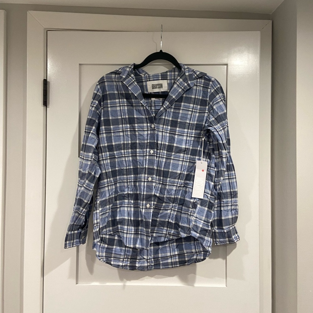 NWT Grayson The Hero Long Sleeve Shirt SZ 02 Plaid 100% cotton